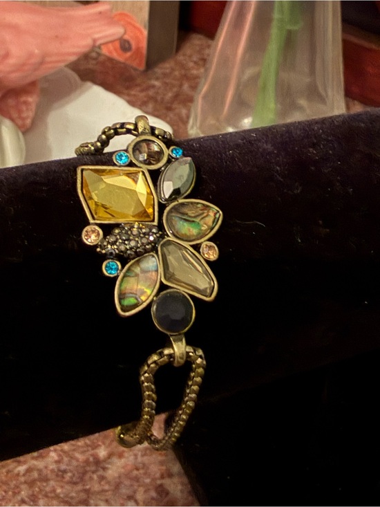 Jewelry - Gold-Tone Multistone Bracelet with Yellow & Abalone Accents